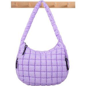Quilted Puffer Tote Bag Purple